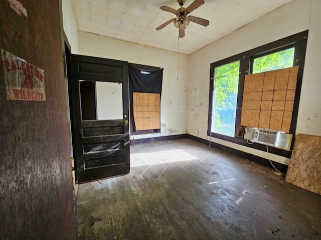 823 W Louisiana St, Palestine, TX 75801 - unfurnished room with wood-type flooring, ceiling fan, cooling unit, and baseboards