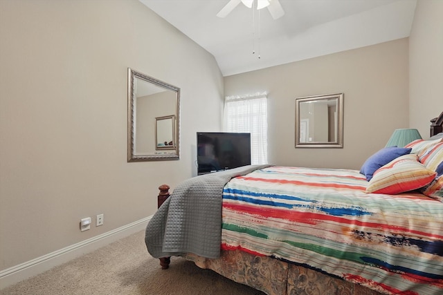 9352 Blanco Dr, Lantana, TX 76226 - bedroom featuring lofted ceiling, carpet, baseboards, and ceiling fan