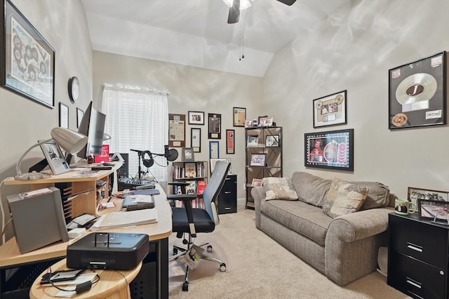 9352 Blanco Dr, Lantana, TX 76226 - carpeted office with lofted ceiling and a ceiling fan