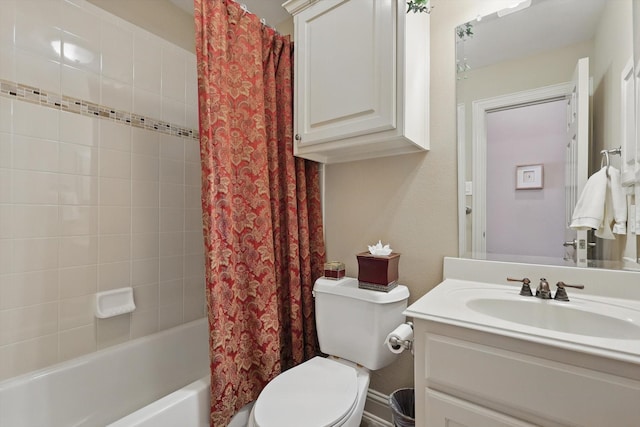 9352 Blanco Dr, Lantana, TX 76226 - bathroom featuring toilet, vanity, and shower / tub combo with curtain
