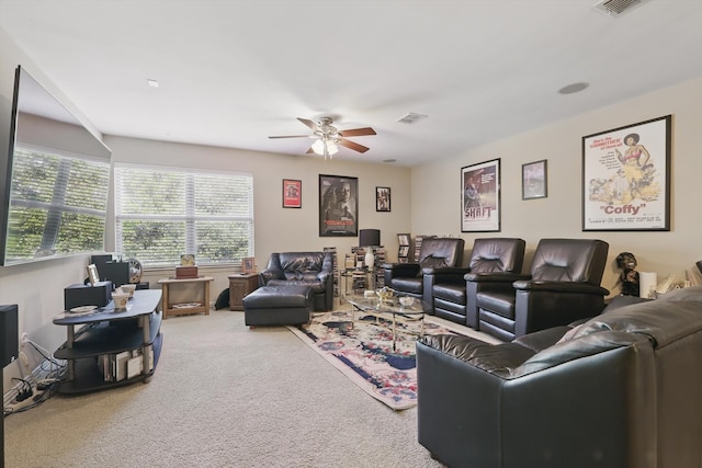 9352 Blanco Dr, Lantana, TX 76226 - living room featuring ceiling fan and carpet