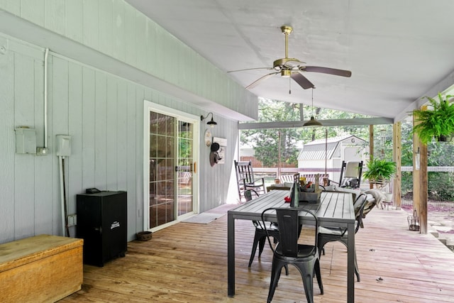 6171 Inca Dr, Mabank, TX 75156 - wooden deck featuring outdoor dining area and a ceiling fan