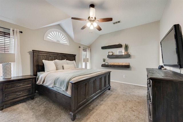 5536 Green Hollow Ln, The Colony, TX 75056 - bedroom with carpet floors, vaulted ceiling, ceiling fan, and baseboards