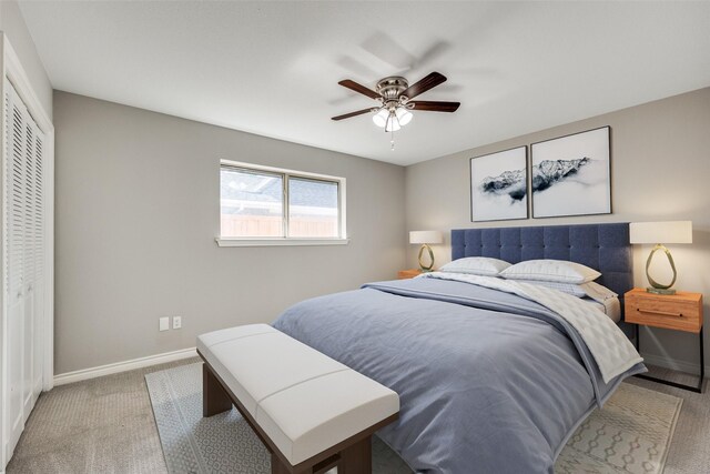 15820 Meadow Vista Dr, Dallas, TX 75248 - carpeted bedroom featuring baseboards, ceiling fan, and a closet