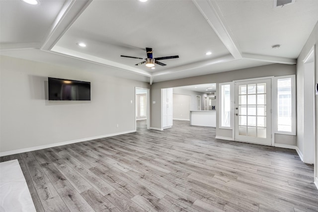 15820 Meadow Vista Dr, Dallas, TX 75248 - unfurnished living room featuring wood finished floors, a ceiling fan, recessed lighting, and baseboards
