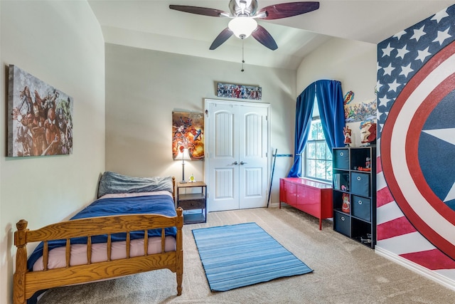 1386 Caspian Dr, Roanoke, TX 76262 - bedroom with carpet flooring, a closet, and ceiling fan