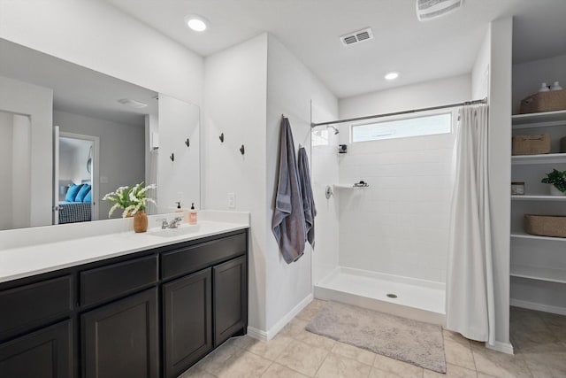 3800 Canyon Verde Ln, Denton, TX 76226 - full bath with vanity, tiled shower, and baseboards