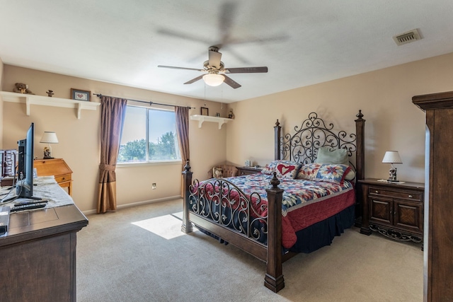 2111 Menton Pl, Carrollton, TX 75006 - bedroom with light carpet, a ceiling fan, and baseboards