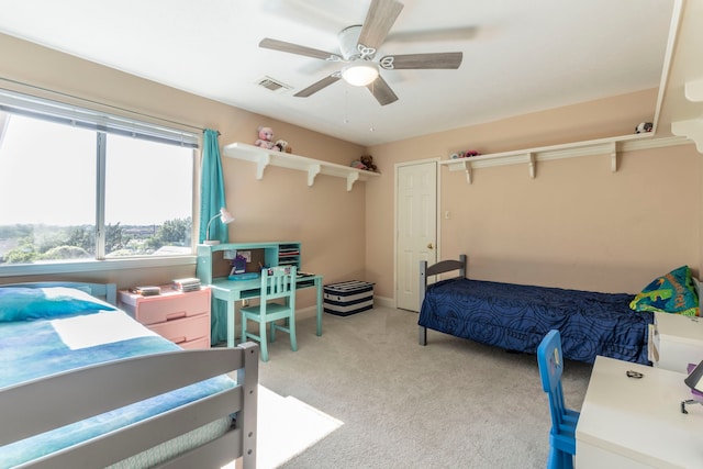 2111 Menton Pl, Carrollton, TX 75006 - bedroom with light carpet and ceiling fan