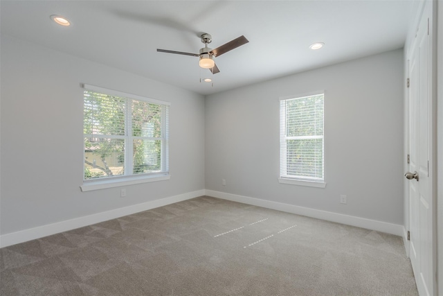 702 Graham Ave, Dallas, TX 75223 - empty room with carpet, baseboards, a ceiling fan, and recessed lighting