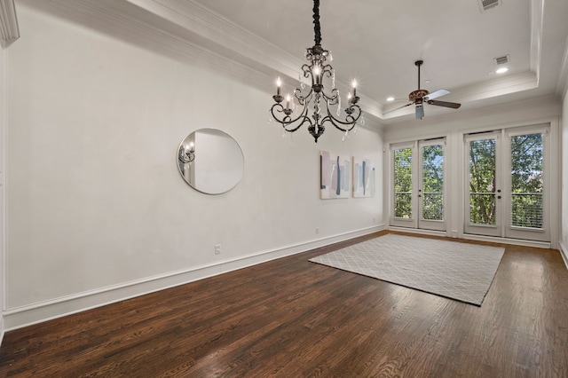 33 Main St Unit 220, Colleyville, TX 76034 - unfurnished dining area featuring dark wood finished floors, ceiling fan, crown molding, baseboards, and recessed lighting