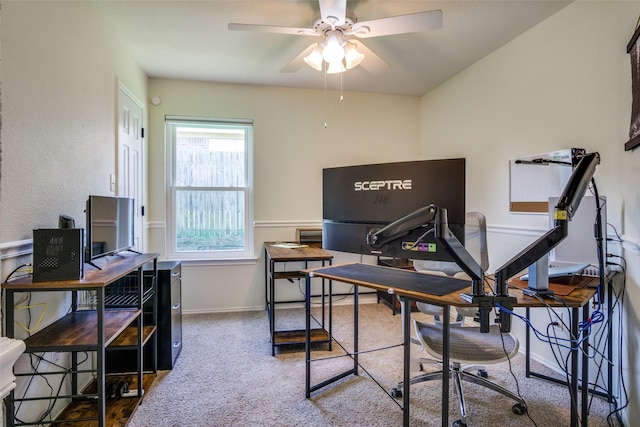 226 Merlin Dr, Weatherford, TX 76086 - carpeted office featuring a ceiling fan and baseboards