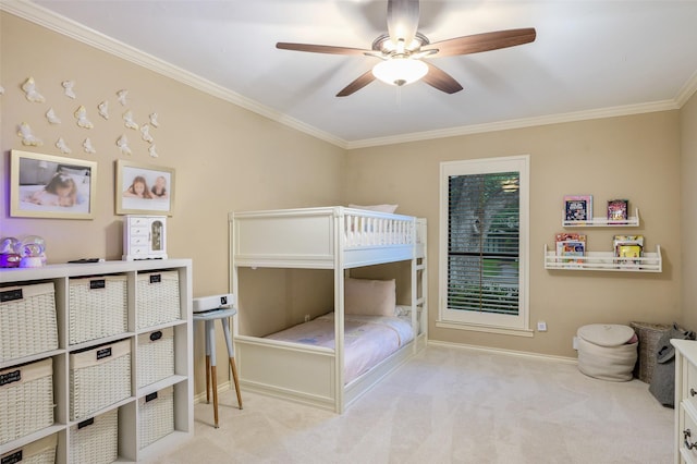9208 Seagrove Dr, Dallas, TX 75243 - bedroom featuring ornamental molding, carpet floors, baseboards, and ceiling fan