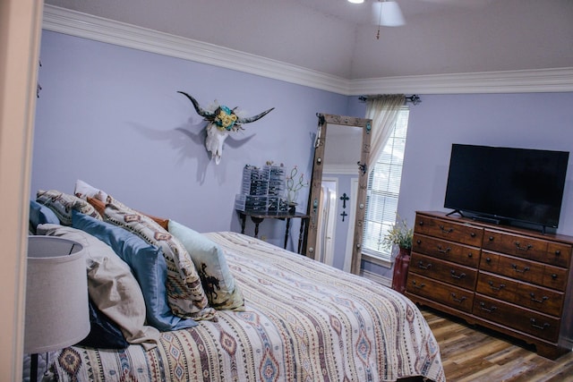 1103 Bluebonnet Hill Dr, Ennis, TX 75119 - bedroom featuring wood finished floors, ornamental molding, and a ceiling fan