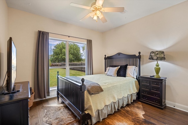 1096 Black Hawk Trl, Nemo, TX 76070 - bedroom featuring dark wood-style flooring, baseboards, and a ceiling fan