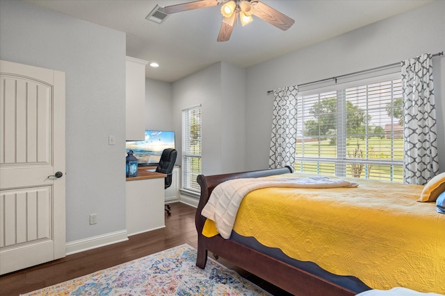 1096 Black Hawk Trl, Nemo, TX 76070 - bedroom with multiple windows, baseboards, a desk, wood finished floors, and recessed lighting