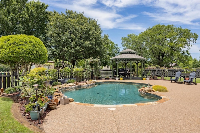 1096 Black Hawk Trl, Nemo, TX 76070 - view of pool with a gazebo, a patio area, and a fenced backyard