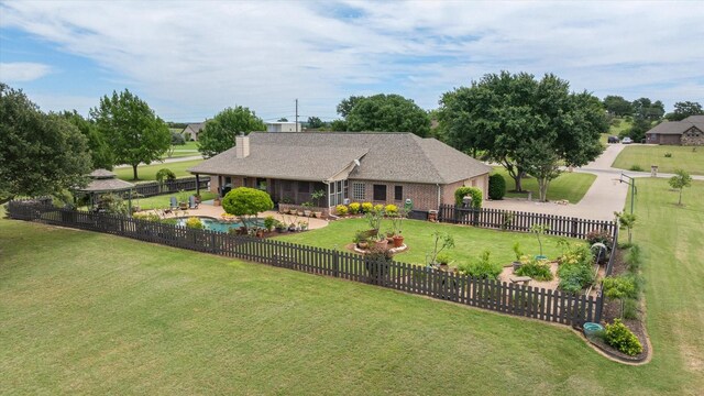 1096 Black Hawk Trl, Nemo, TX 76070 - view of front of home with a chimney, a patio, and brick siding