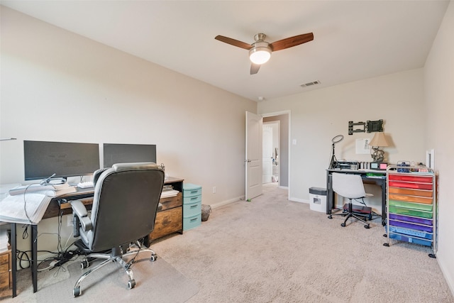 2211 Barrow St, Princeton, TX 75407 - office featuring a ceiling fan, carpet floors, and baseboards
