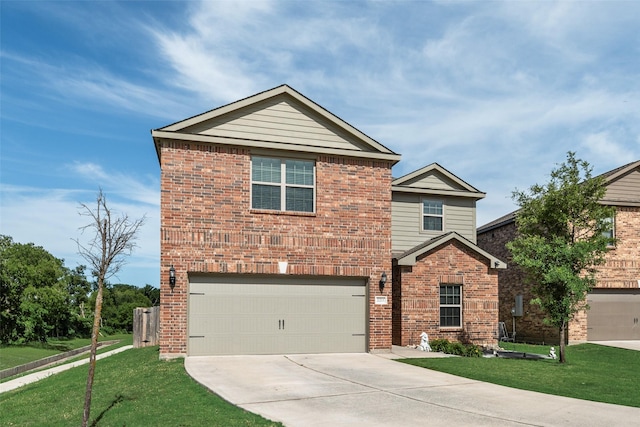 2211 Barrow St, Princeton, TX 75407 - view of front of property featuring driveway, an attached garage, a front lawn, and brick siding