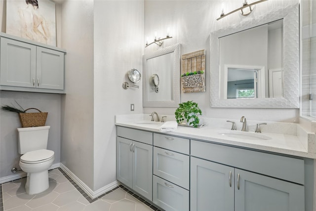 1137 Countryhill Dr, Keller, TX 76248 - bathroom with double vanity, toilet, baseboards, and tile patterned floors