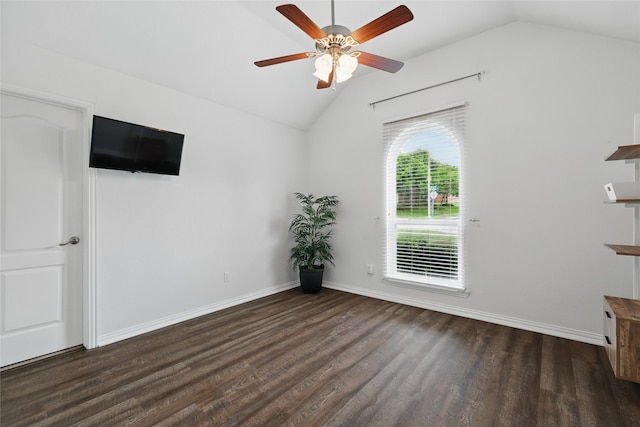 1137 Countryhill Dr, Keller, TX 76248 - unfurnished living room featuring lofted ceiling, wood finished floors, a ceiling fan, and baseboards