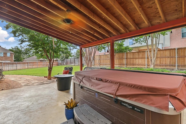 1500 Caymus Ct, Lewisville, TX 75067 - view of patio / terrace featuring a hot tub