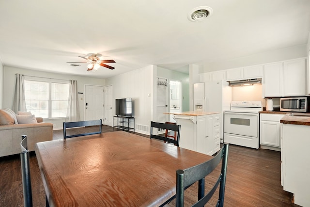 3249 Sandefer St, Abilene, TX 79603 - dining area with ceiling fan and dark wood finished floors