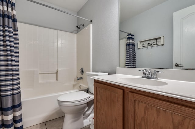 4430 Morning Star Ln, Midlothian, TX 76065 - full bathroom with shower / bath combination with curtain, vanity, toilet, and tile patterned flooring