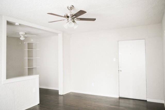 4107 Herschel Ave, Dallas, TX 75219 - empty room with ceiling fan, wood finished floors, and baseboards