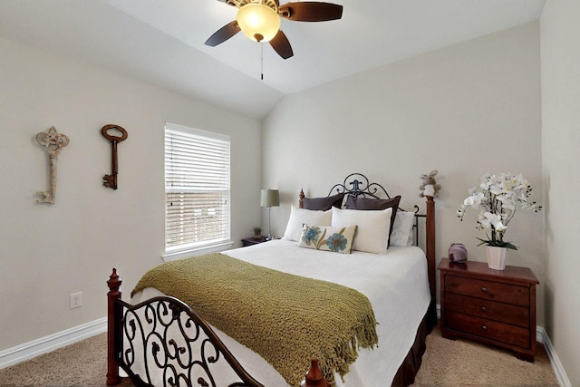 691 Hobie Point Dr, Lewisville, TX 75056 - bedroom featuring carpet floors, baseboards, ceiling fan, and vaulted ceiling