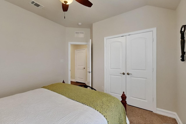 691 Hobie Point Dr, Lewisville, TX 75056 - bedroom featuring carpet floors, baseboards, a closet, and ceiling fan