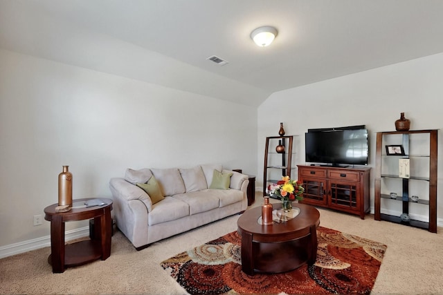 691 Hobie Point Dr, Lewisville, TX 75056 - living area featuring baseboards, lofted ceiling, and carpet flooring