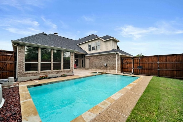 2425 Sir Lovel Ln, Lewisville, TX 75056 - view of pool with a fenced backyard, a patio area, and a pool with connected hot tub