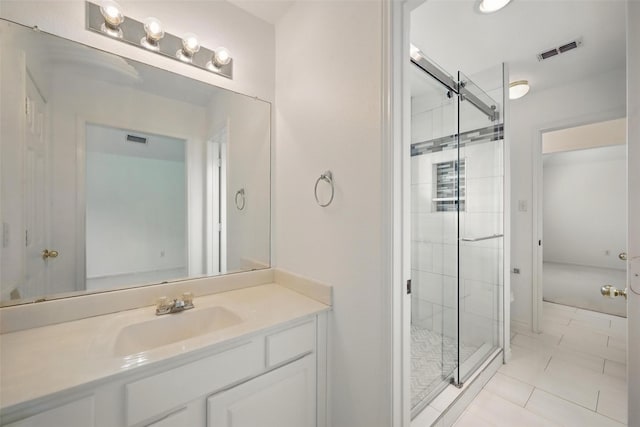 518 Hawthorne Dr, Murphy, TX 75094 - full bathroom with a shower stall, vanity, and tile patterned flooring
