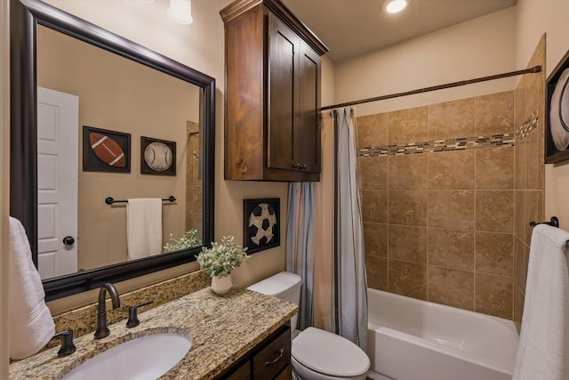 5861 Hayes Rd, Midlothian, TX 76065 - full bathroom with vanity, shower / bath combo with shower curtain, and toilet