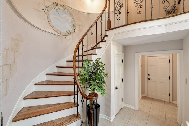 201 Split Rock Ter, Ovilla, TX 75154 - stairway with tile patterned flooring and baseboards