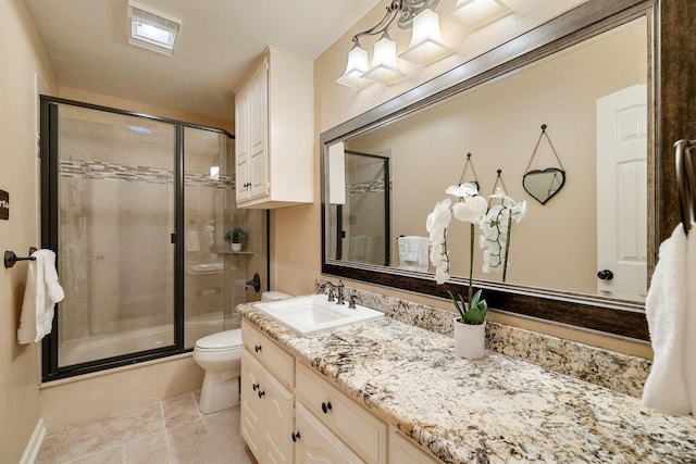201 Split Rock Ter, Ovilla, TX 75154 - bathroom with toilet, a stall shower, and vanity