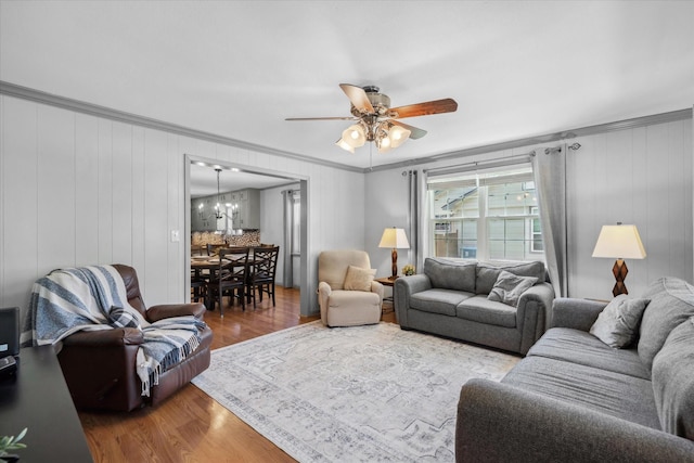 809 S Prairieville St, Athens, TX 75751 - living area featuring ornamental molding, wood finished floors, and ceiling fan