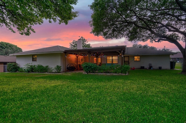 3720 Wharton Dr, Fort Worth, TX 76133 - view of front of property featuring a chimney, a front lawn, and brick siding
