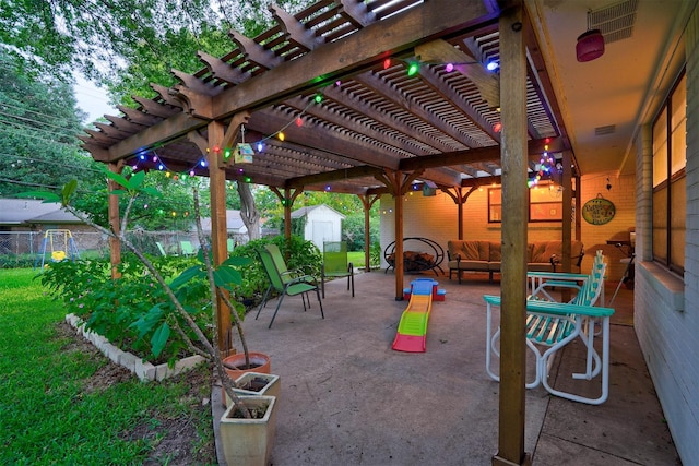 3720 Wharton Dr, Fort Worth, TX 76133 - view of patio / terrace featuring a pergola and outdoor lounge area
