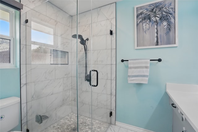 3720 Wharton Dr, Fort Worth, TX 76133 - full bath featuring toilet, a shower stall, and vanity