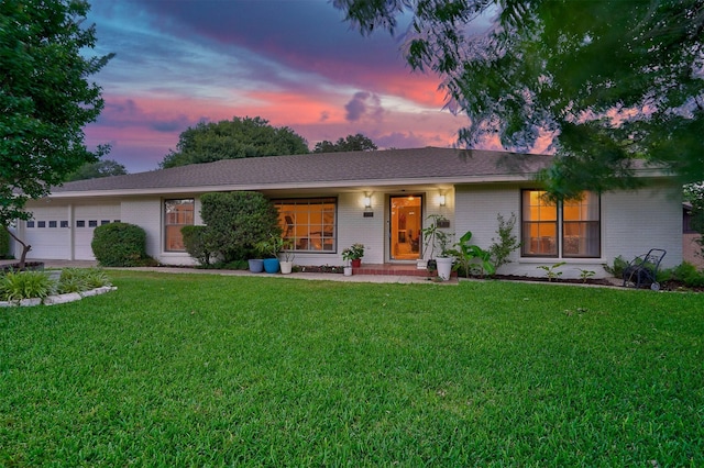 3720 Wharton Dr, Fort Worth, TX 76133 - ranch-style house with brick siding, a garage, and a front lawn