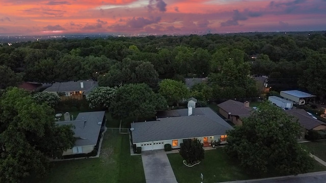 3720 Wharton Dr, Fort Worth, TX 76133 - aerial view at dusk of a wooded view