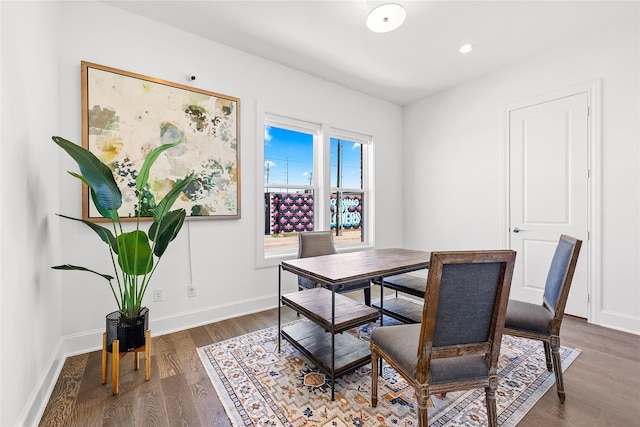 201 Carroll St, Fort Worth, TX 76107 - dining area featuring wood finished floors, baseboards, and recessed lighting