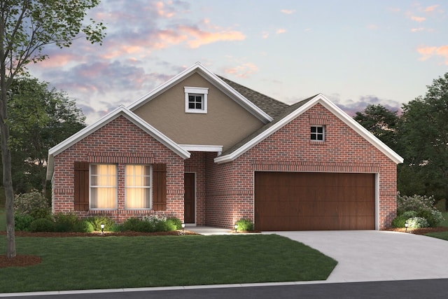 7312 Santolina Dr, Argyle, TX 76226 - traditional home with brick siding, concrete driveway, a garage, and a lawn