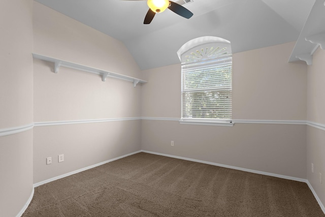 1817 Foxborough Trl, Flower Mound, TX 75028 - carpeted empty room featuring ceiling fan, vaulted ceiling, and baseboards