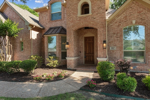 1817 Foxborough Trl, Flower Mound, TX 75028 - property entrance featuring brick siding and a shingled roof