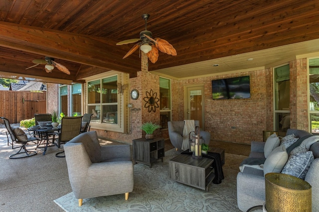 1817 Foxborough Trl, Flower Mound, TX 75028 - view of patio featuring a ceiling fan, outdoor dining space, and an outdoor hangout area