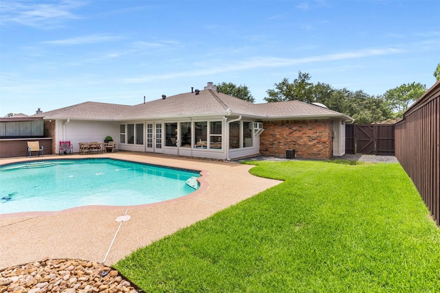 529 Doubletree Dr, Highland Village, TX 75077 - view of pool featuring a patio area, french doors, and a gate